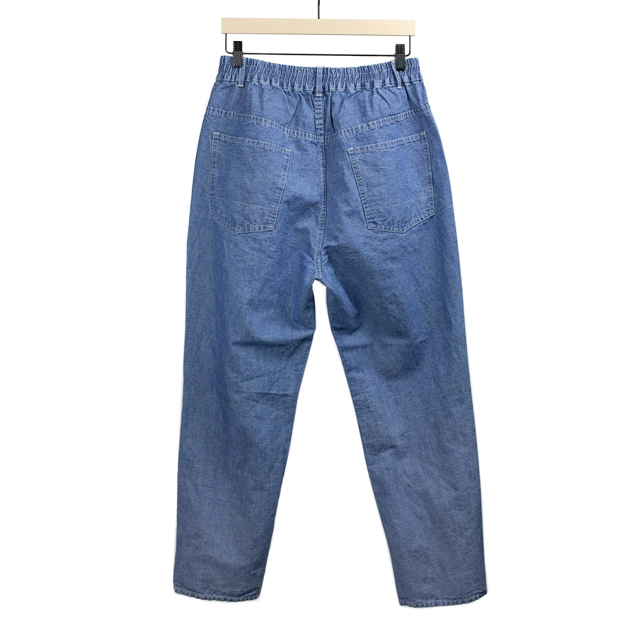 5-pocket pants in washed blue 9oz cotton/linen denim