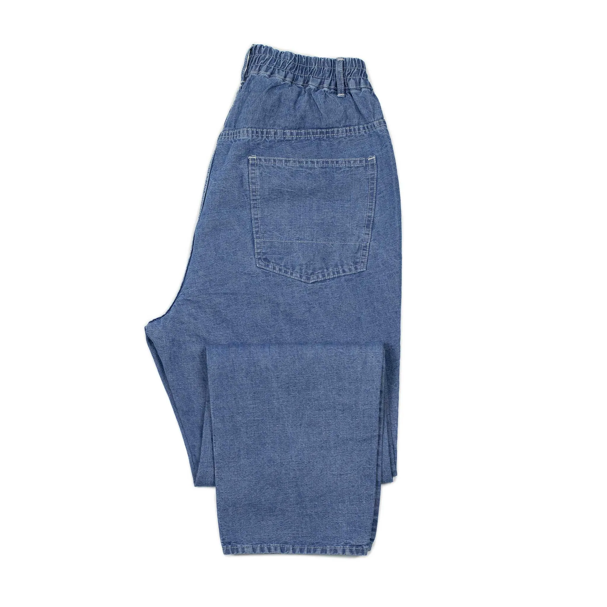 5-pocket pants in washed blue 9oz cotton/linen denim