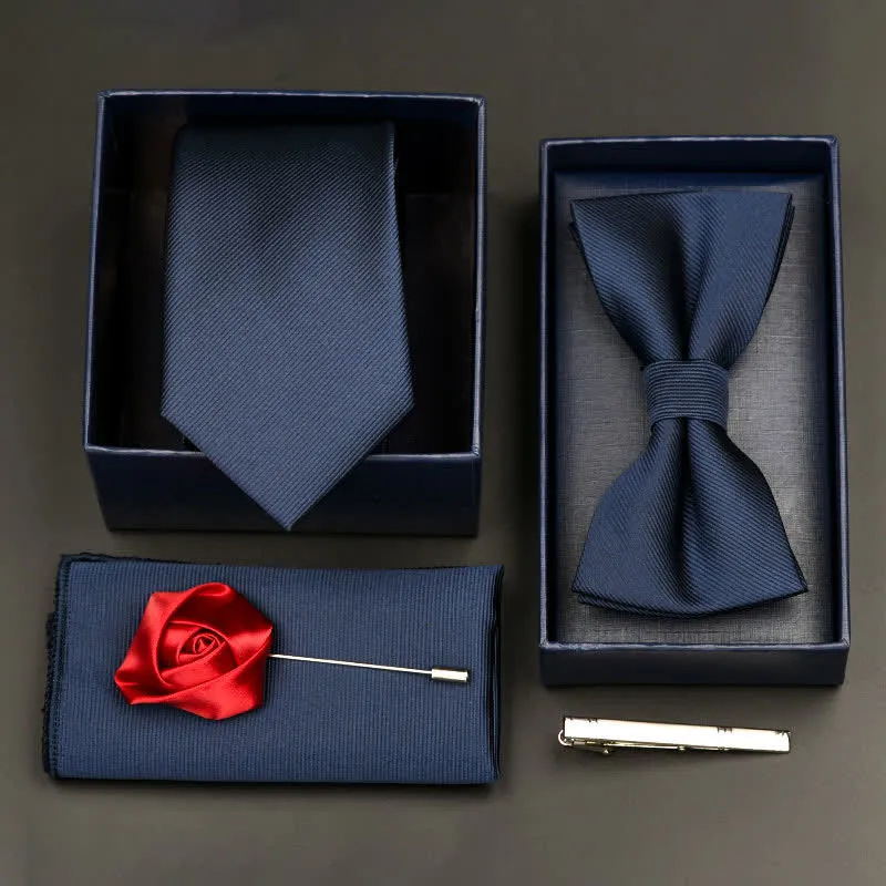 5Pcs Men's Formal Business Necktie Bow Tie Set