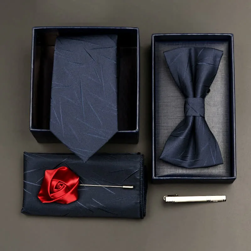 5Pcs Men's Formal Business Necktie Bow Tie Set