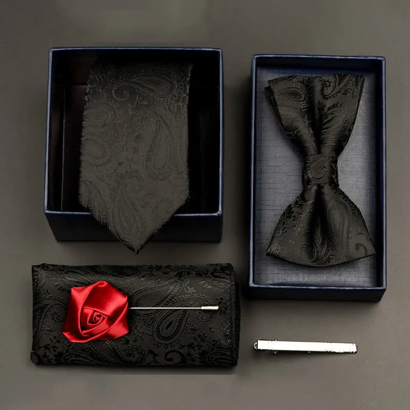 5Pcs Men's Formal Business Necktie Bow Tie Set