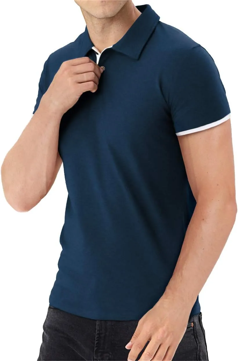Aiyino Men's Short Sleeve Polo Shirts Casual Slim Fit Fashion Cotton Shirt
