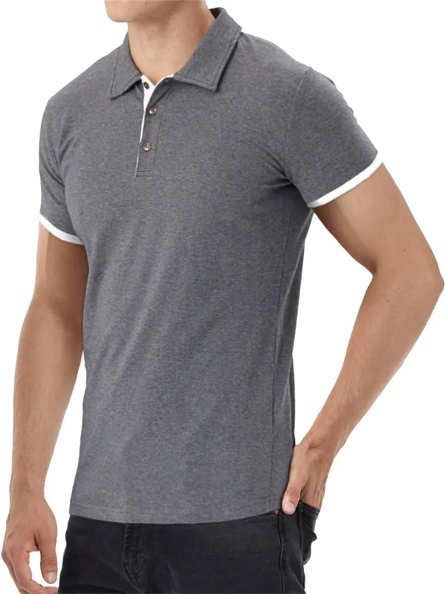 Aiyino Men's Short Sleeve Polo Shirts Casual Slim Fit Fashion Cotton Shirt