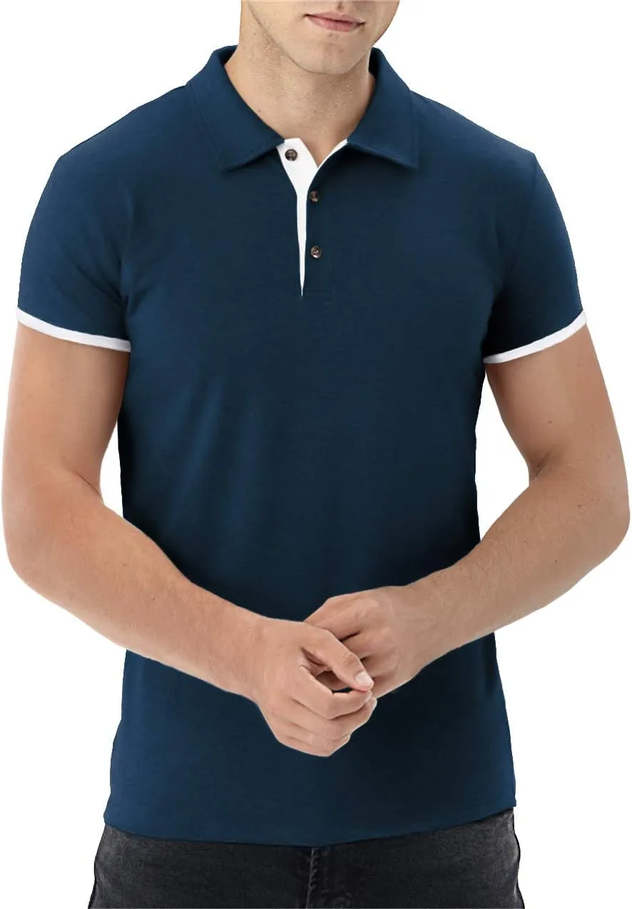 Aiyino Men's Short Sleeve Polo Shirts Casual Slim Fit Fashion Cotton Shirt
