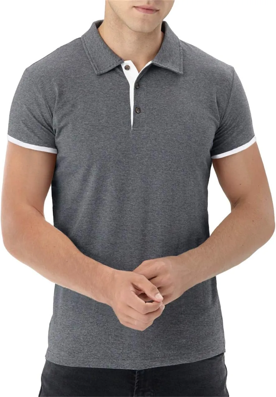Aiyino Men's Short Sleeve Polo Shirts Casual Slim Fit Fashion Cotton Shirt