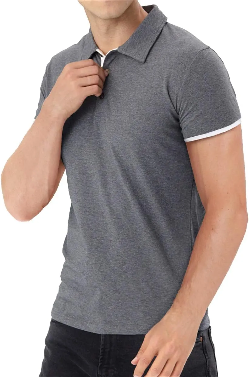 Aiyino Men's Short Sleeve Polo Shirts Casual Slim Fit Fashion Cotton Shirt