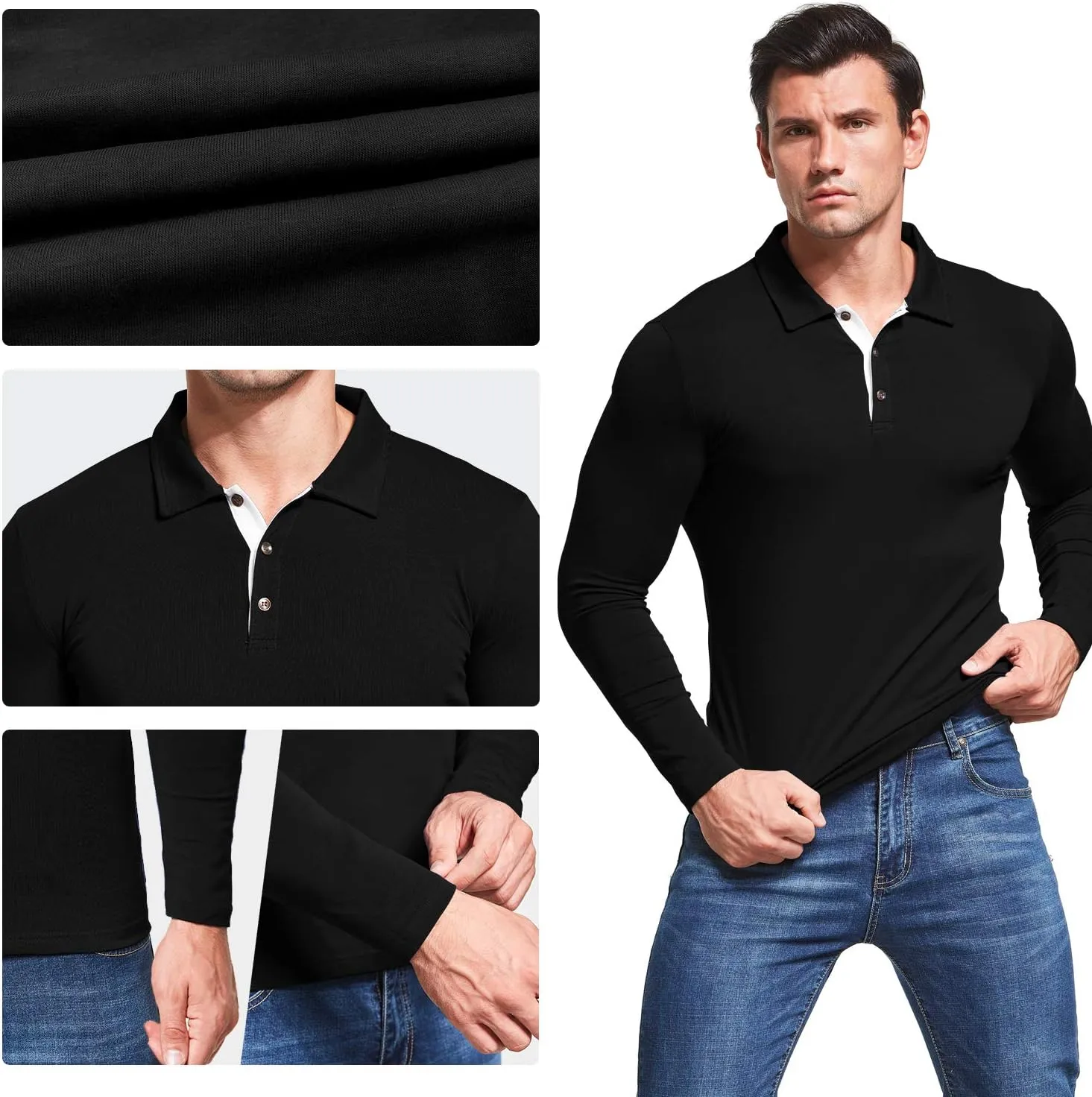 Aiyino Men's Short Sleeve Polo Shirts Casual Slim Fit Fashion Cotton Shirt