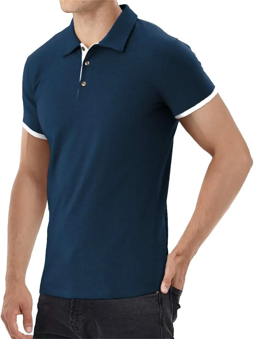 Aiyino Men's Short Sleeve Polo Shirts Casual Slim Fit Fashion Cotton Shirt
