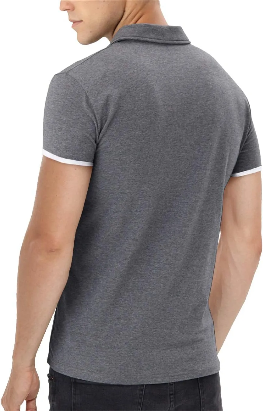Aiyino Men's Short Sleeve Polo Shirts Casual Slim Fit Fashion Cotton Shirt