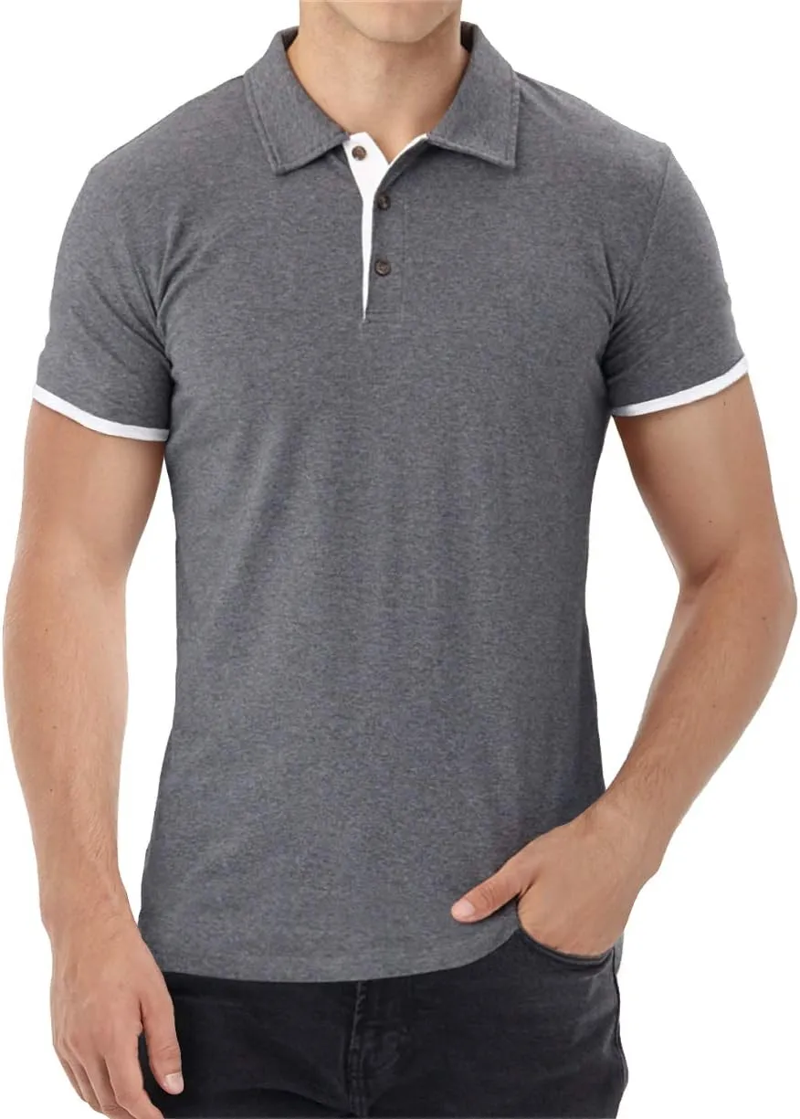 Aiyino Men's Short Sleeve Polo Shirts Casual Slim Fit Fashion Cotton Shirt