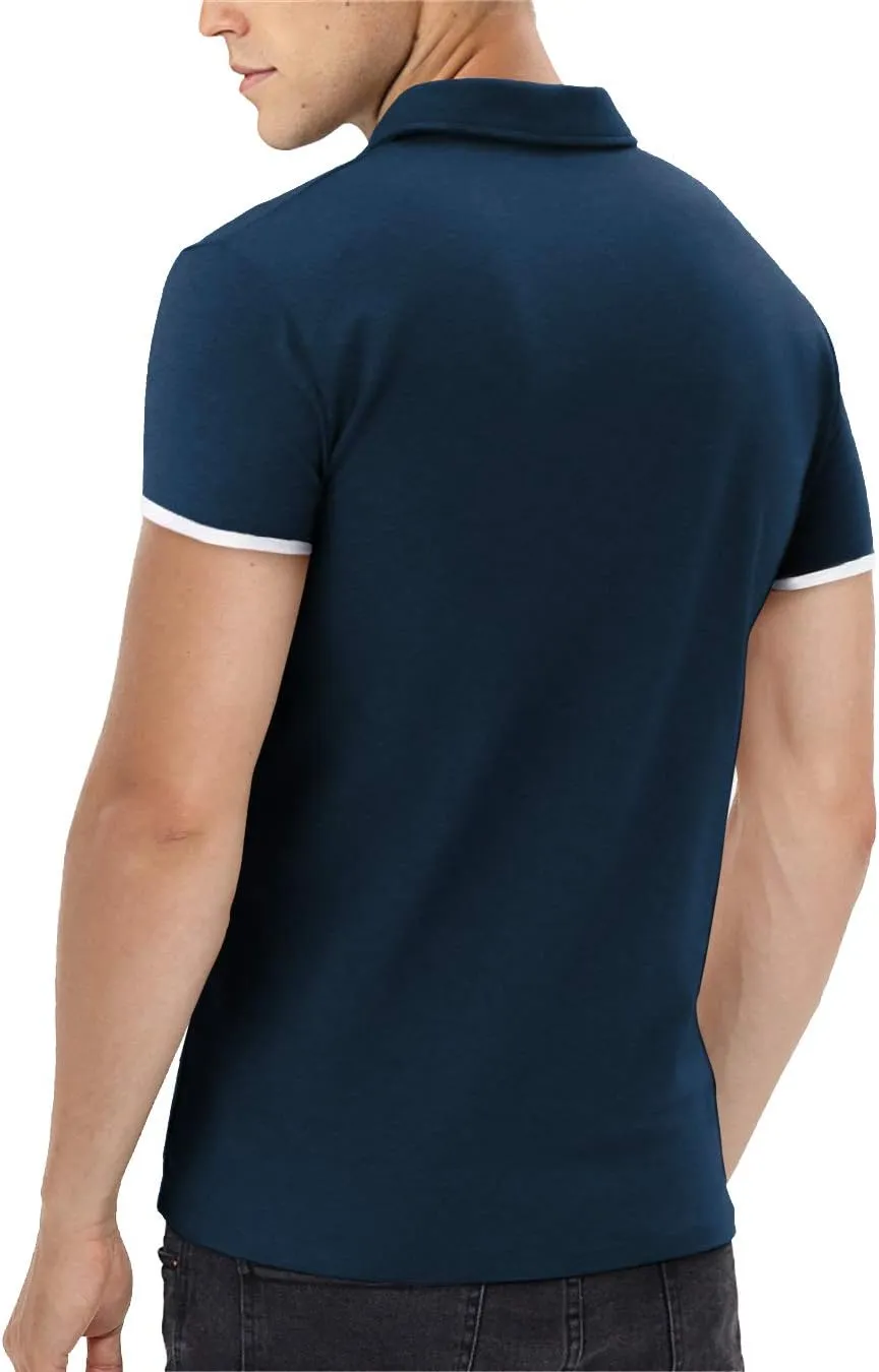 Aiyino Men's Short Sleeve Polo Shirts Casual Slim Fit Fashion Cotton Shirt