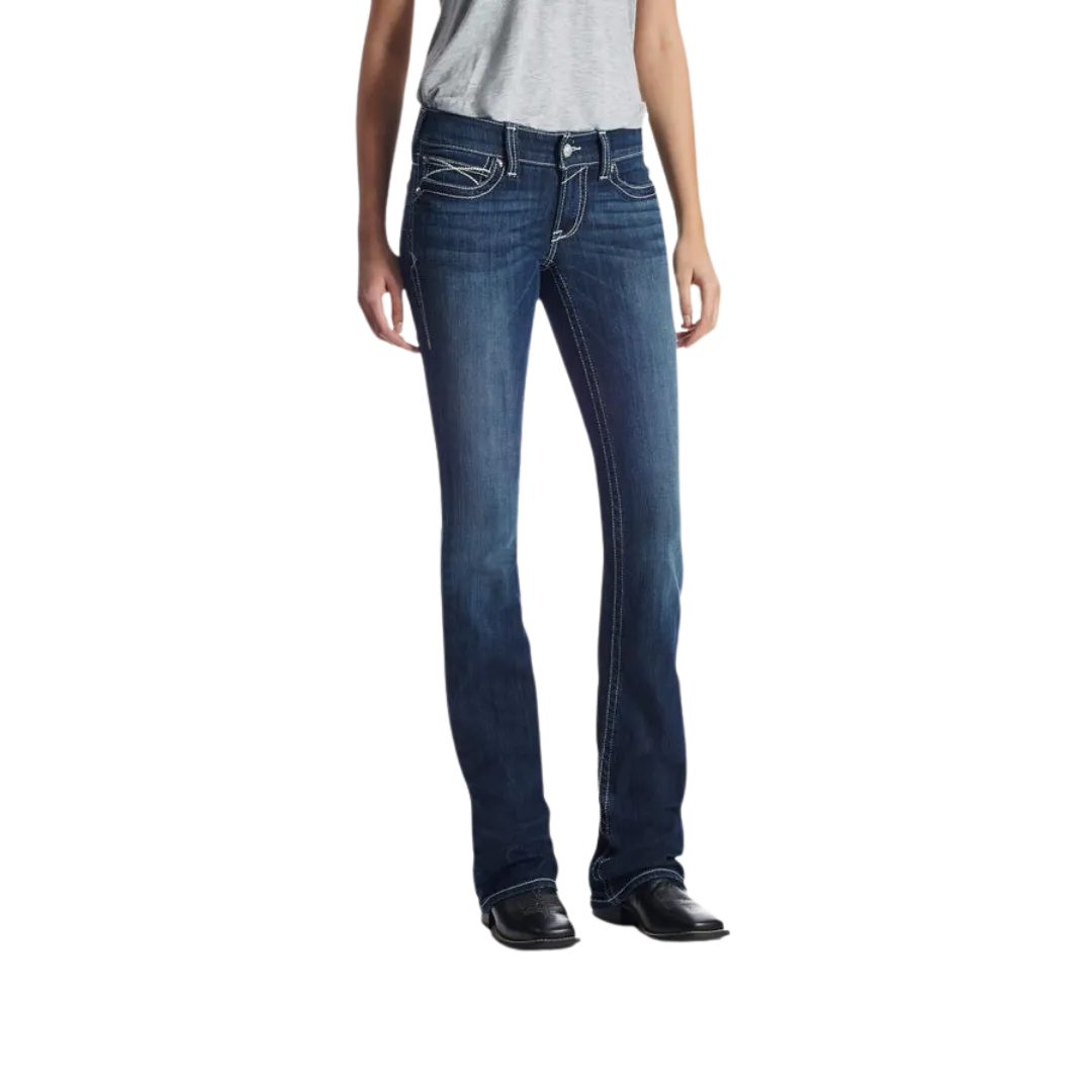 Ariat Women's Real Low Rise Stretch Rosy Whipstitch Boot Cut Jean
