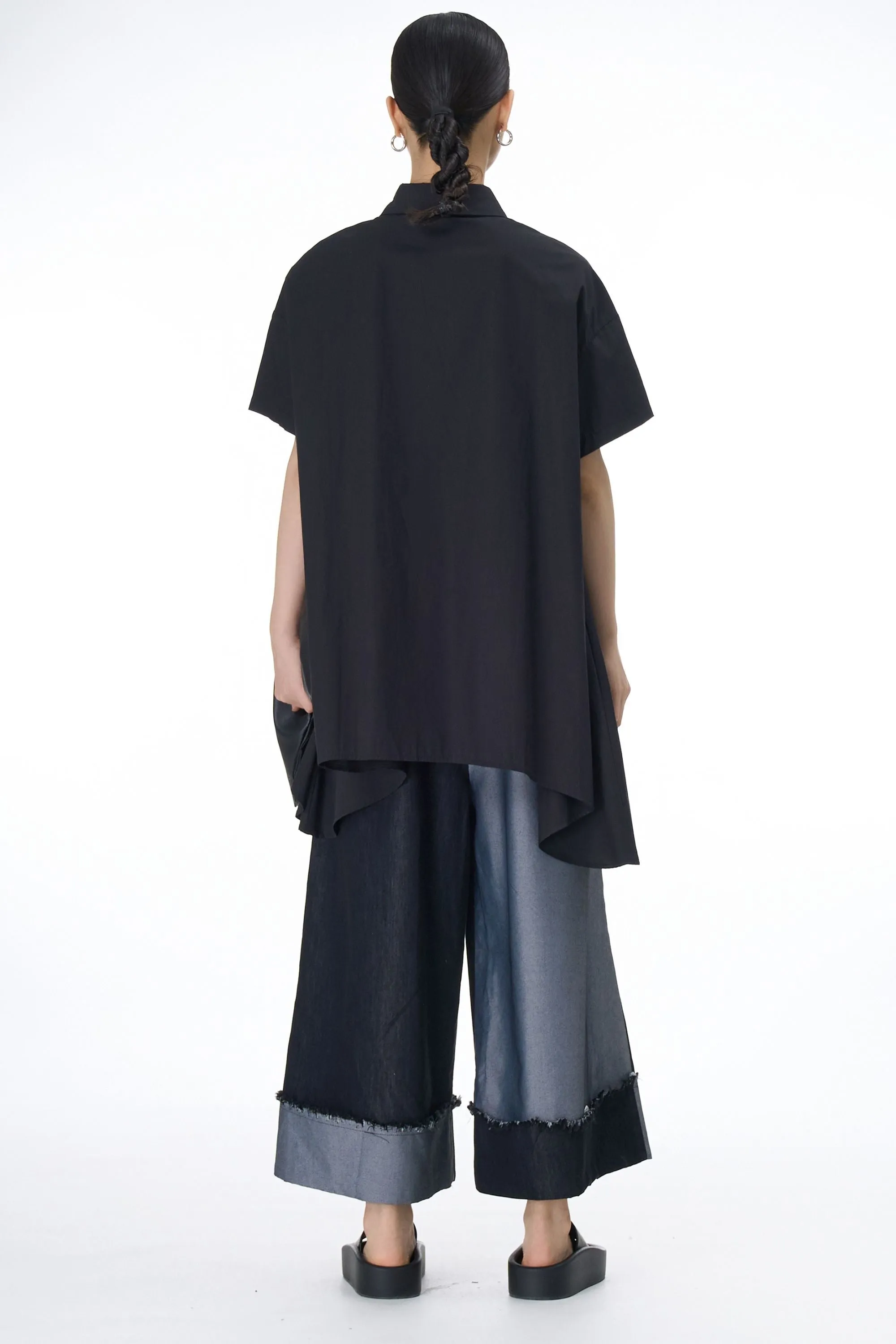Asymmetrical Grey Black Printed Coord Set