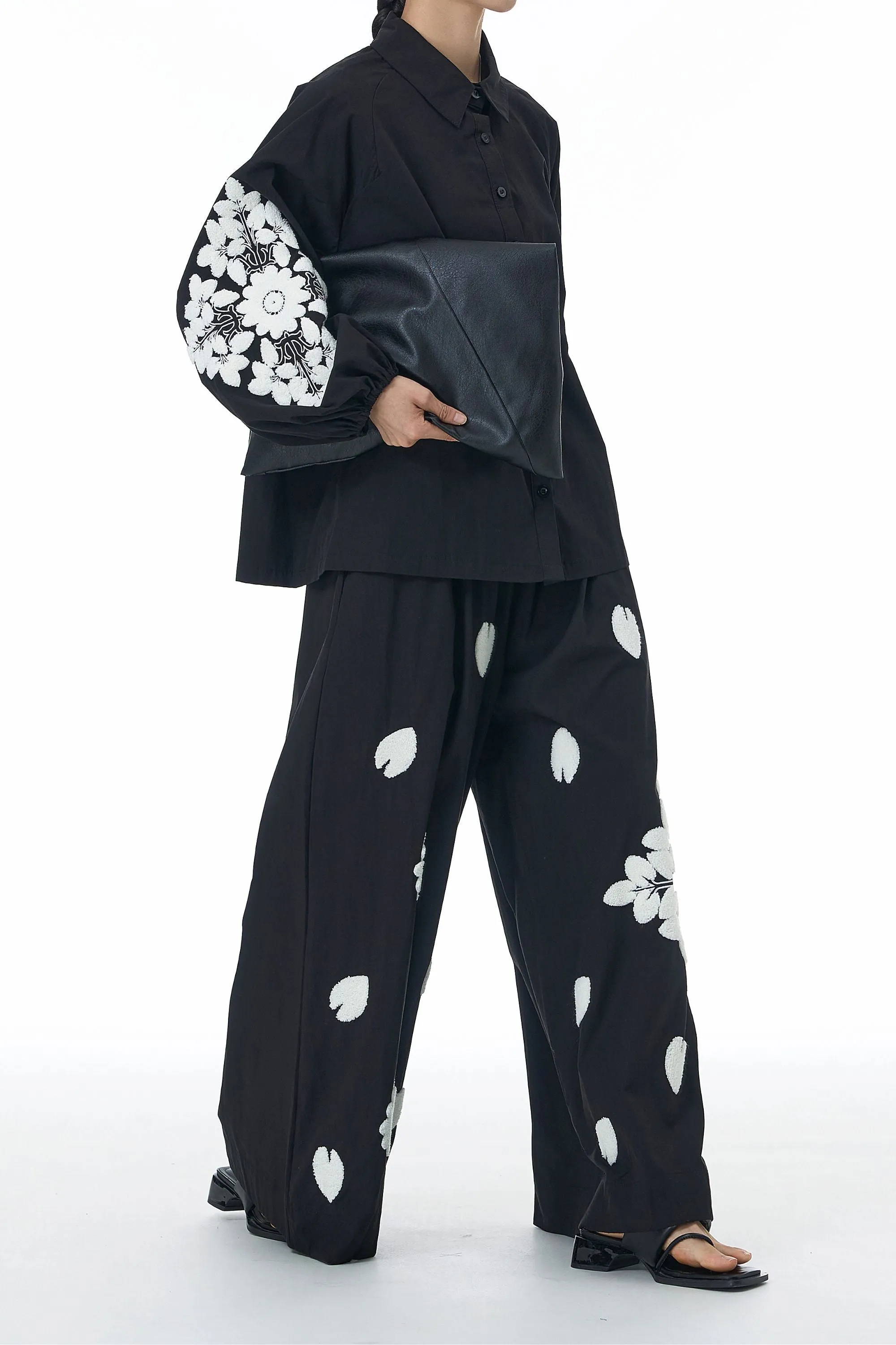 Black Knot & Bloom Shirt And Pant Co-ord Set