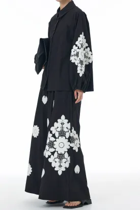 Black Knot & Bloom Shirt And Pant Co-ord Set