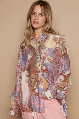 Button-Down Long Sleeve Paisley Print Shirt Button-Down Long Sleeve Paisley Print Shirt