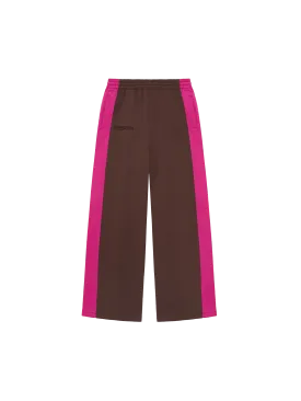 Color Block Loose Leg Track Pants—foxglove pink