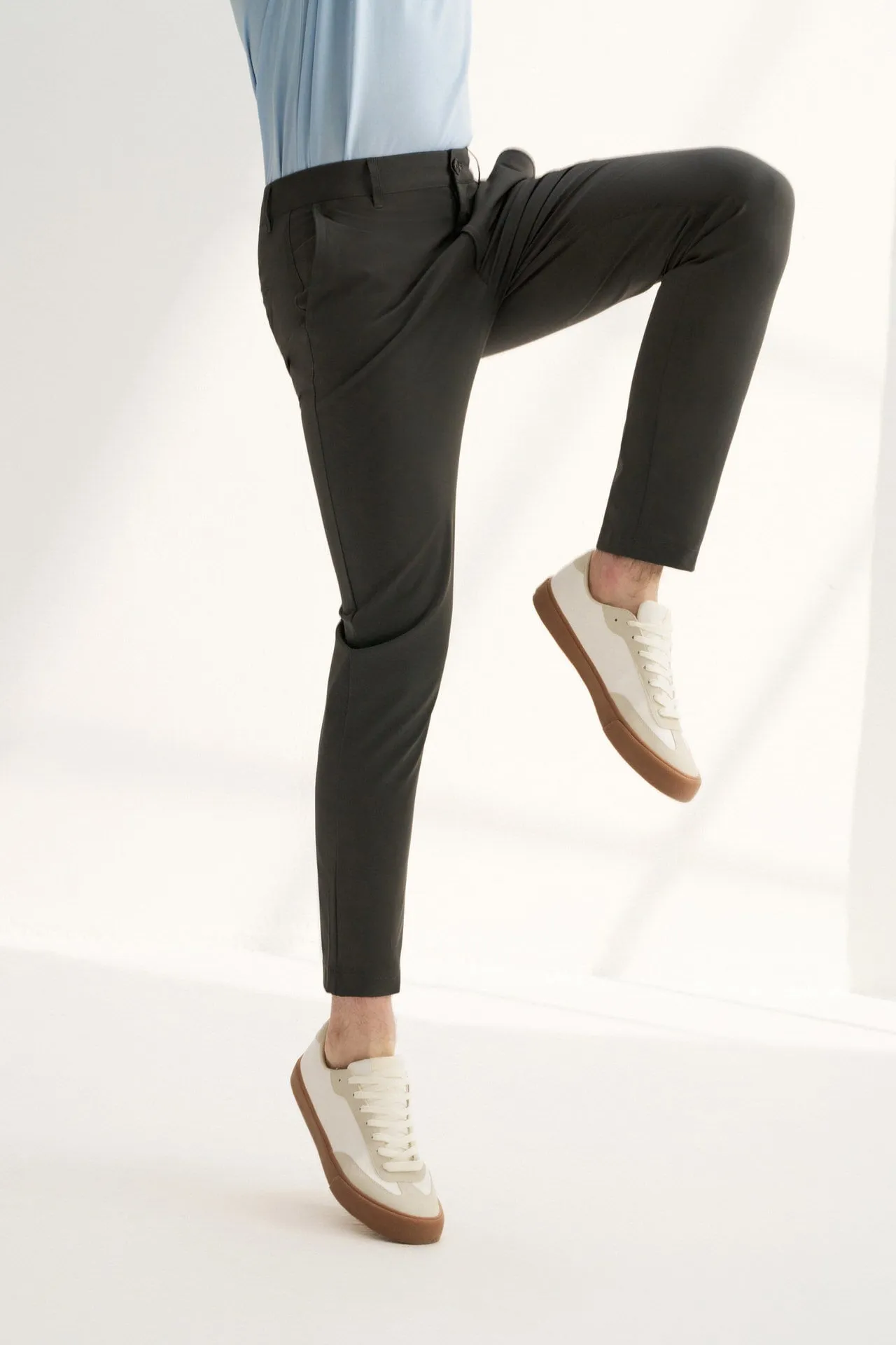 Compact Multi-Way Stretch Casual Pants in Slim Tapered Fit