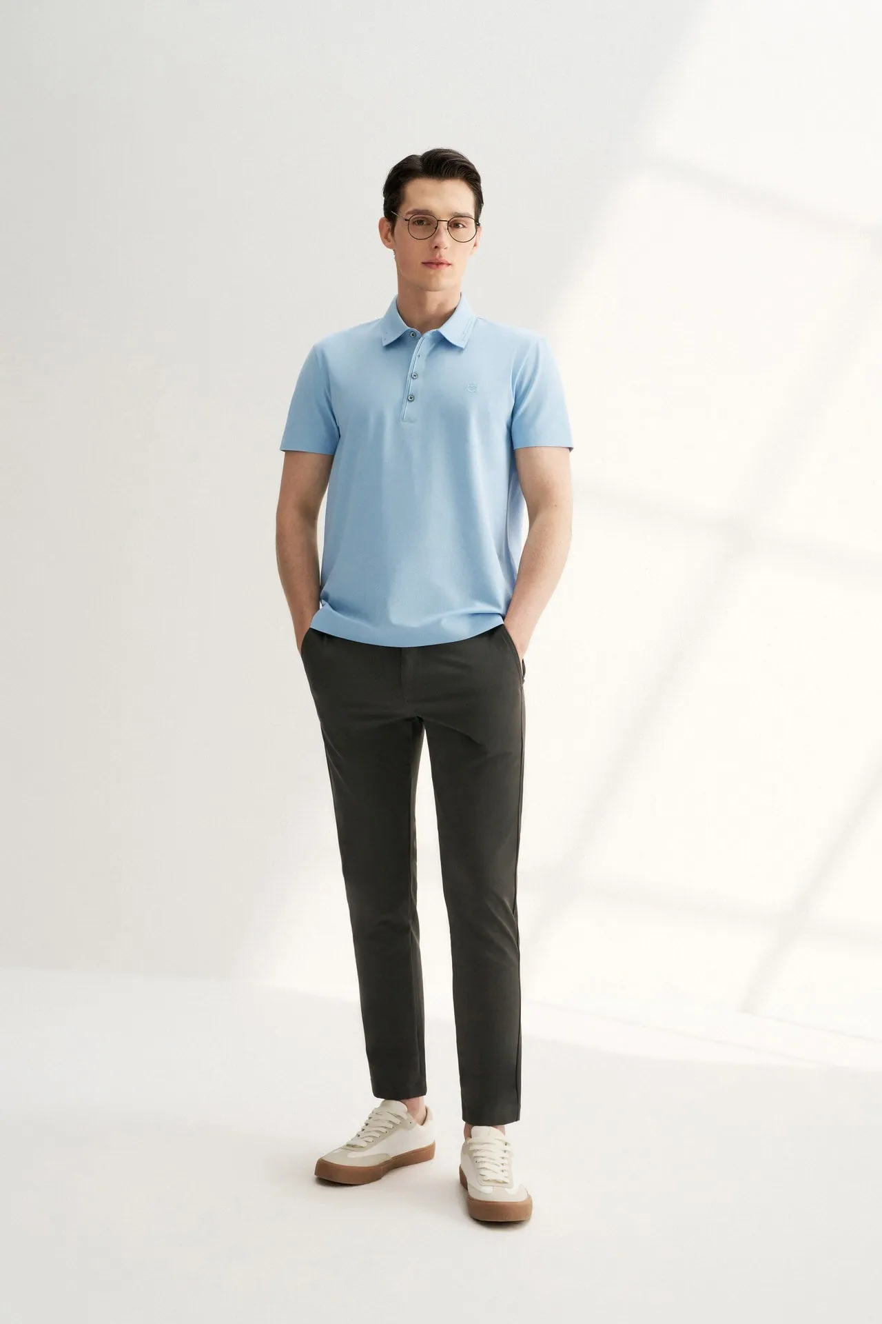 Compact Multi-Way Stretch Casual Pants in Slim Tapered Fit