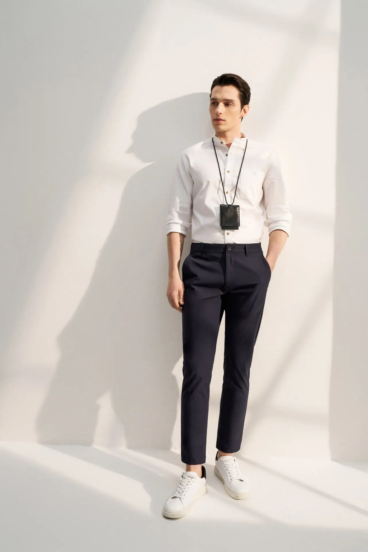 Compact Multi-Way Stretch Casual Pants in Slim Tapered Fit