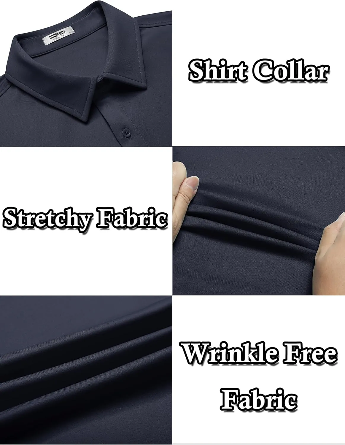 COOFANDY Mens Casual Wrinkle Free Shirts Short Sleeve Button Down Summer Stretch Dress Shirt