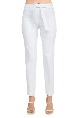 Counterparts Mid Rise Banded Waist Tie Waist Luxe Stretch Slim Leg Pant