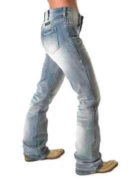 Cowgirl Tuff Womens Chain Breaker Light Wash Cotton Blend Jeans Cowgirl Tuff Womens Chain Breaker Light Wash Cotton Blend Jeans