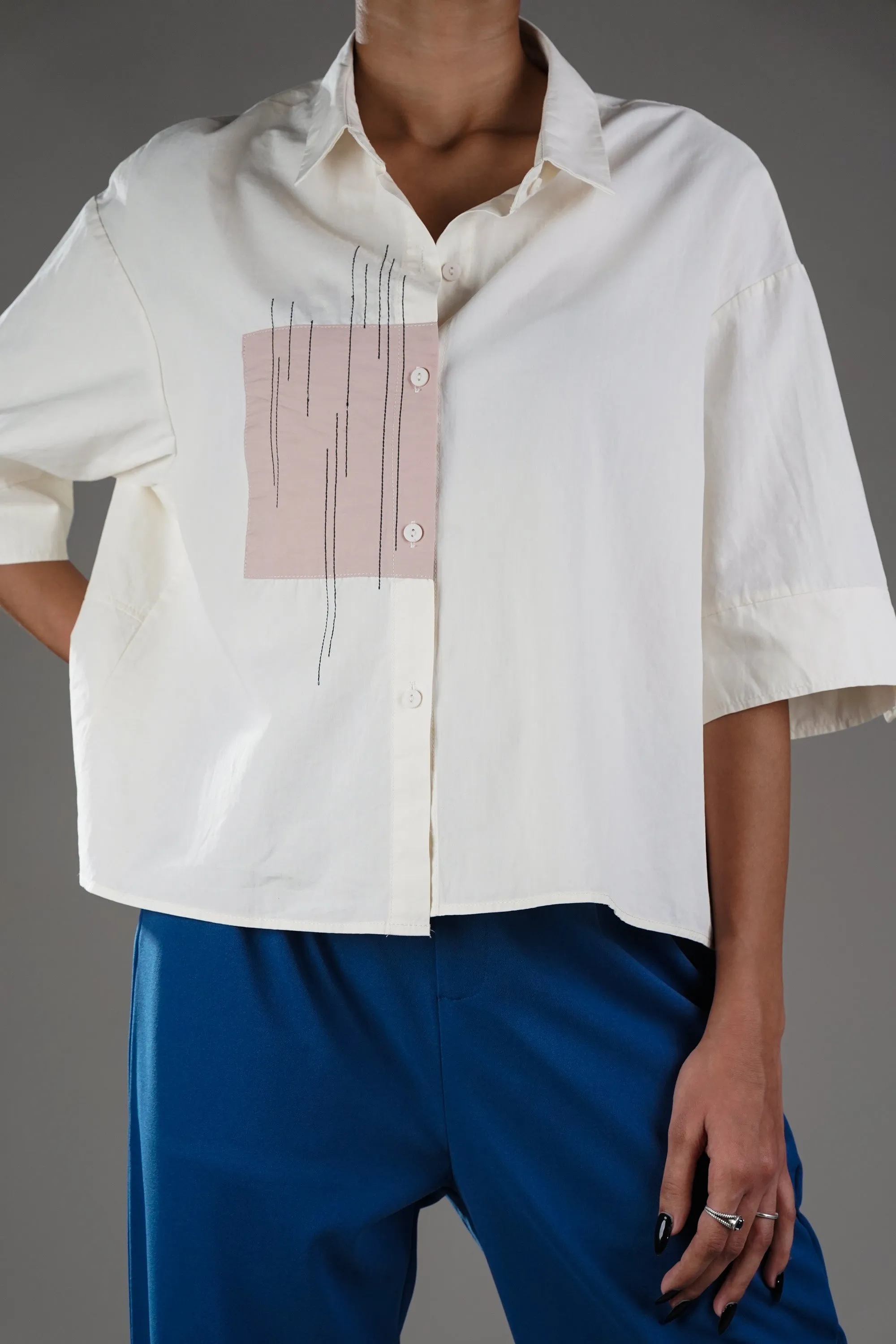 Cream Oversized Shirt & Trouser Coord Set