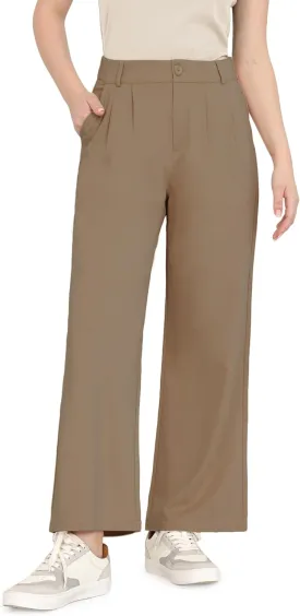 Dress Pants Women Wide Leg Work Business Office High Waisted Zipper Casual Slacks Trousers with Pockets 29"