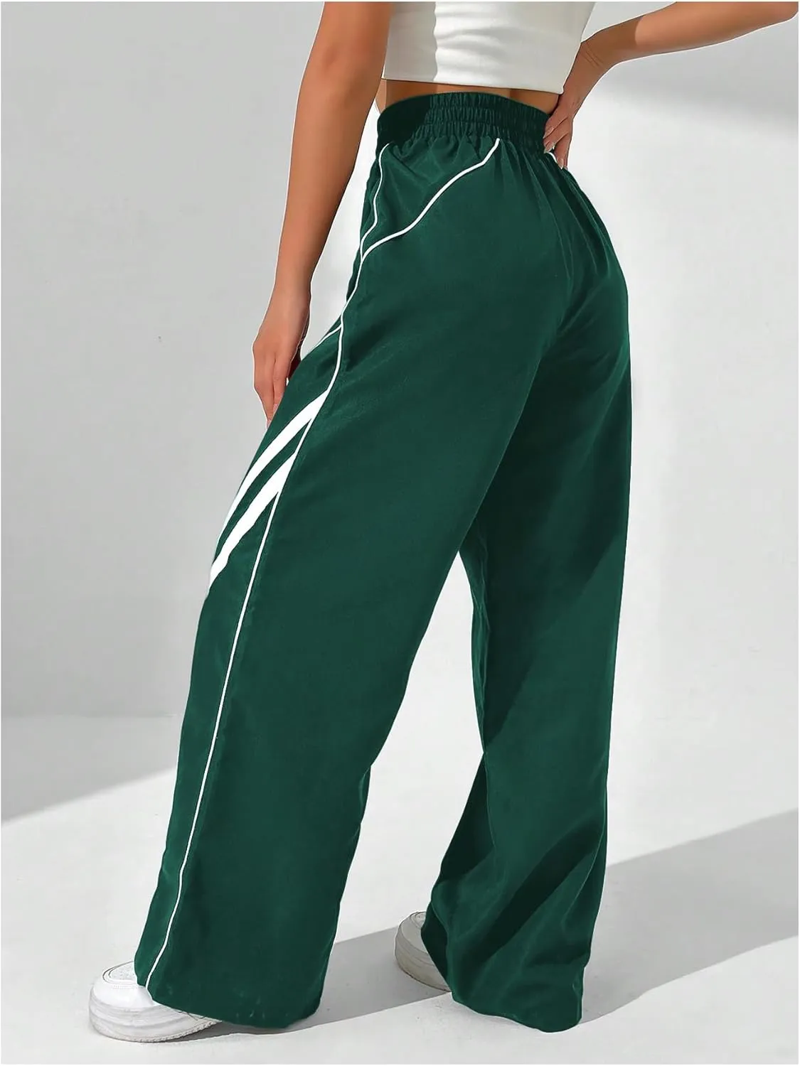 GORGLITTER Women's Wide Leg Track Pants Baggy Y2k High Waisted Dance Parachute Trousers Steertwear