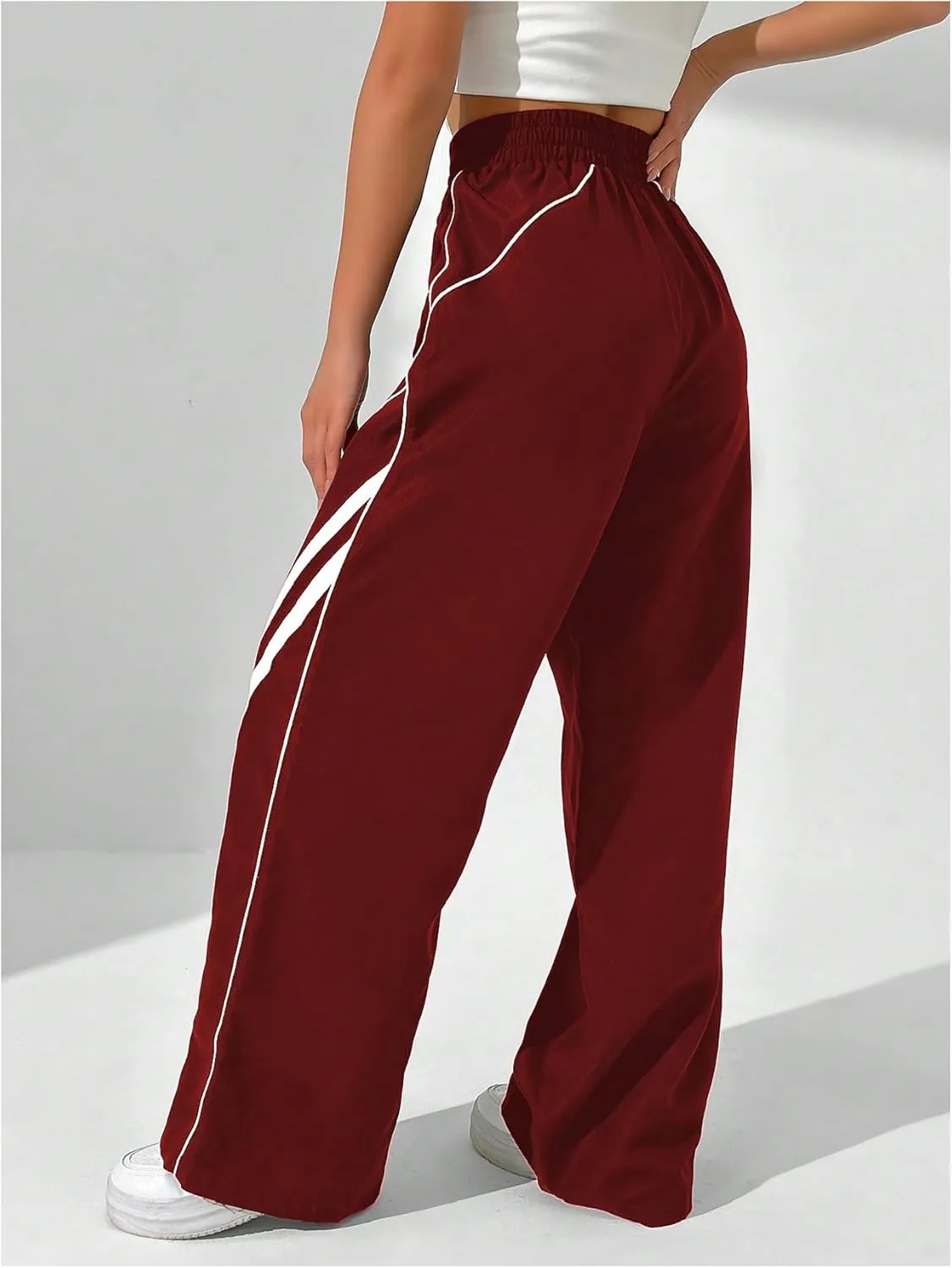 GORGLITTER Women's Wide Leg Track Pants Baggy Y2k High Waisted Dance Parachute Trousers Steertwear