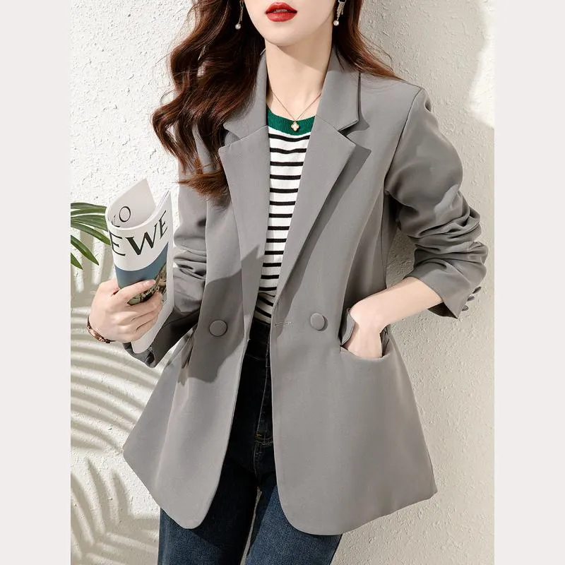 Gray Slim-Fit Versatile Casual Blazer