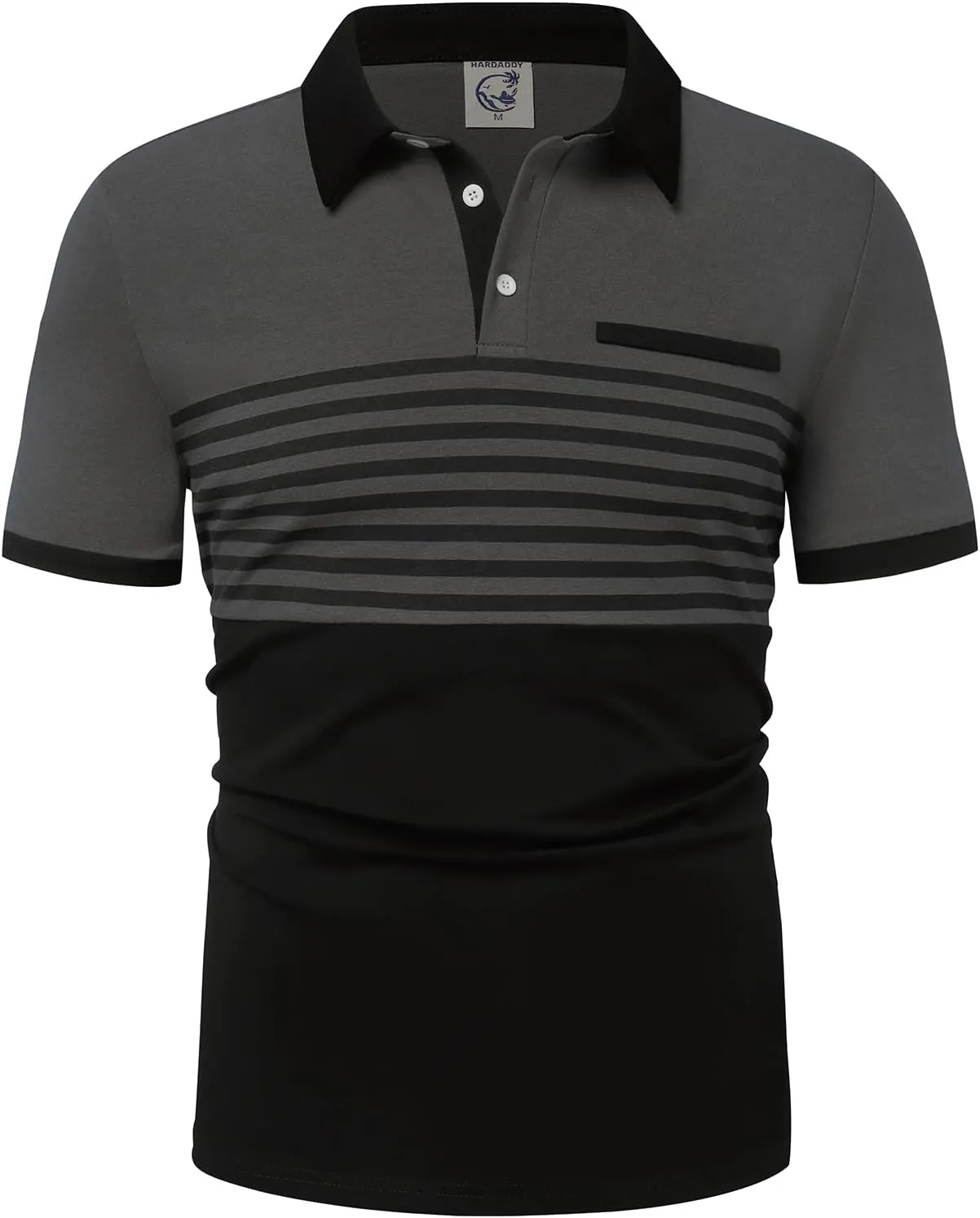 Hardaddy Men's Striped Polo Shirt Short Sleeve Casual Color Block Graphic Tee Collared Golf Shirts for Men