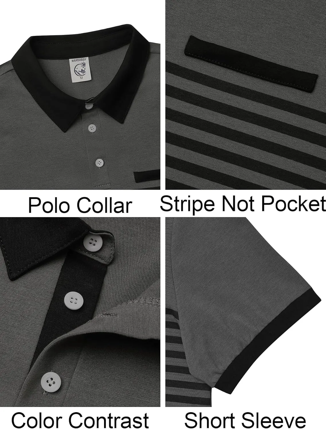 Hardaddy Men's Striped Polo Shirt Short Sleeve Casual Color Block Graphic Tee Collared Golf Shirts for Men