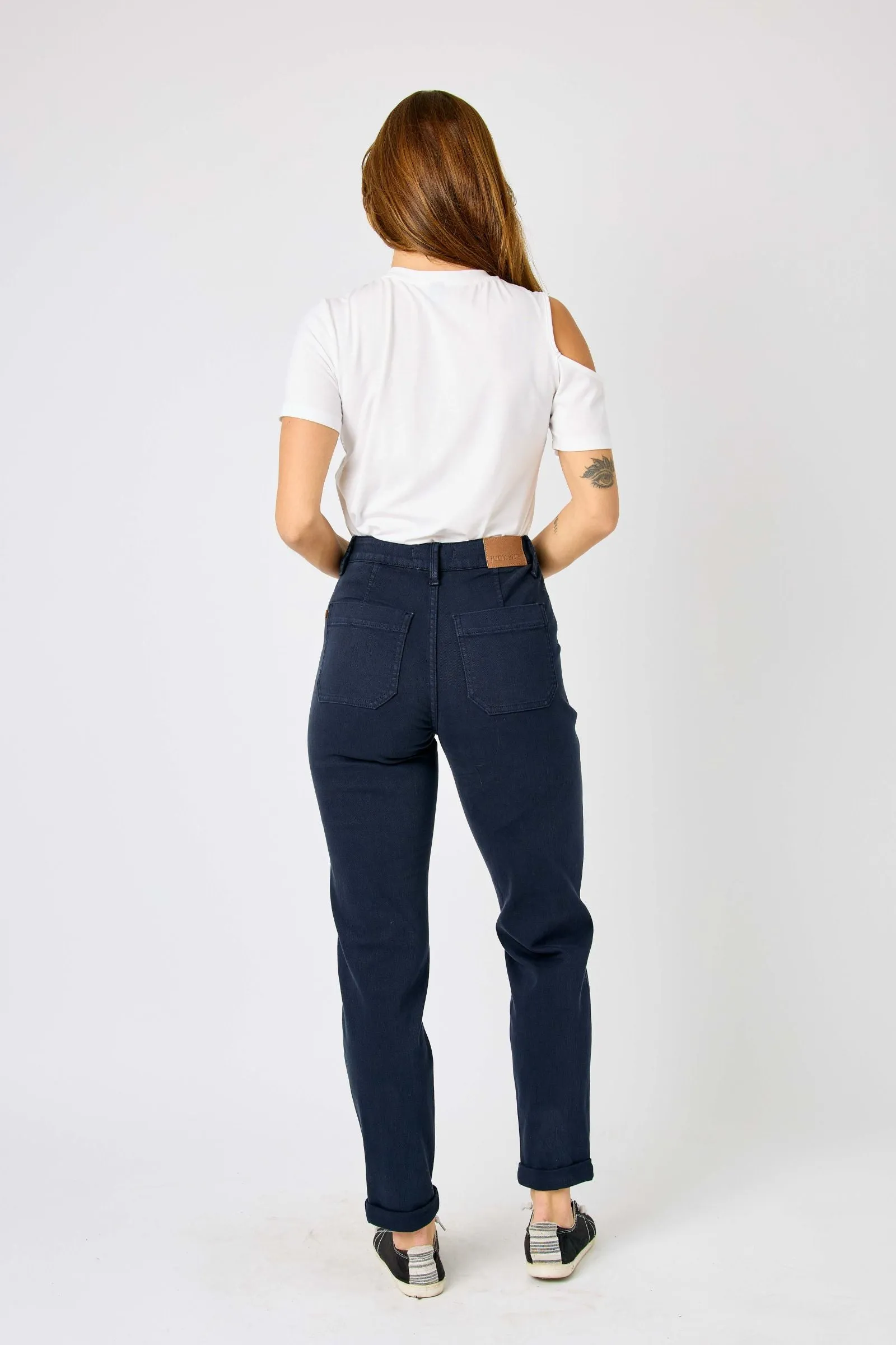 Judy Blue High Waist Garment Dyed Navy Cuffed Jogger Denim 88813