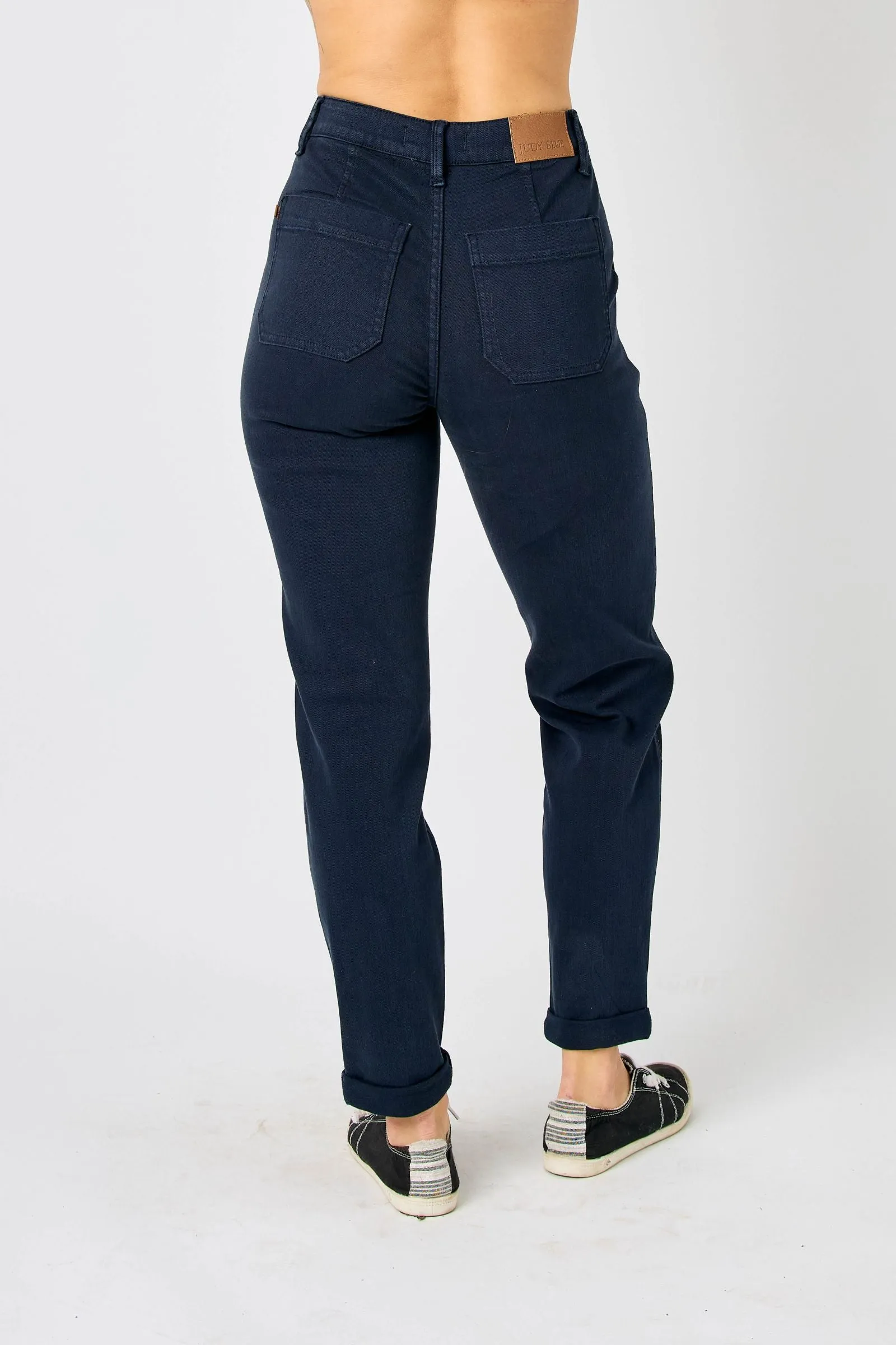 Judy Blue High Waist Garment Dyed Navy Cuffed Jogger Denim 88813