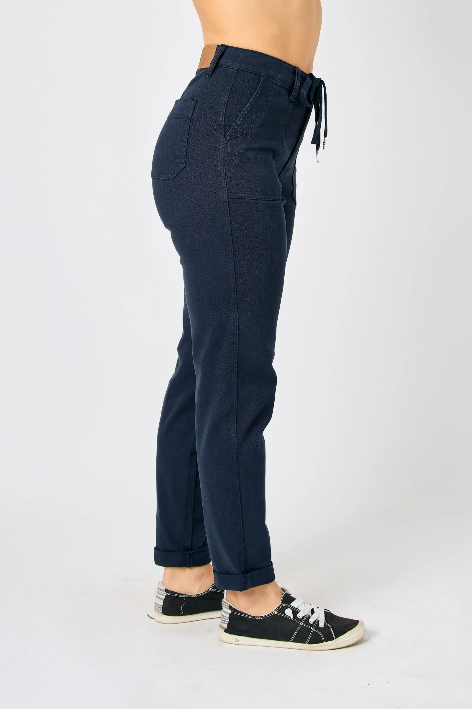 Judy Blue High Waist Garment Dyed Navy Cuffed Jogger Denim 88813