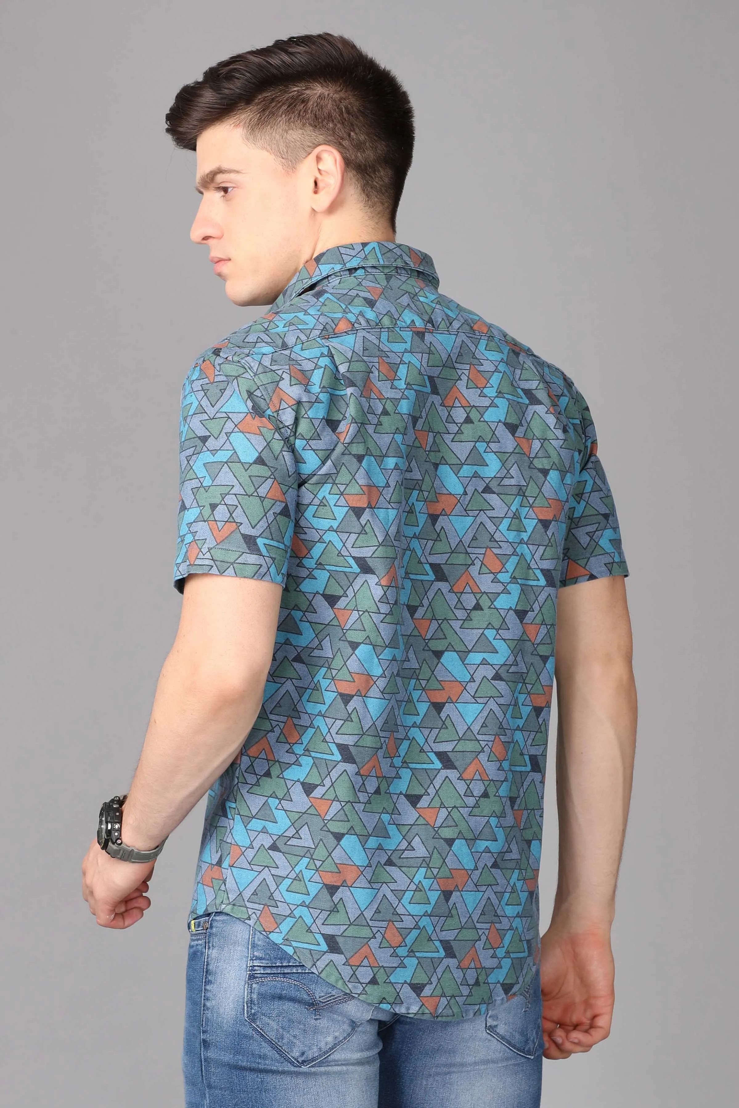 KEF Men's Slim Fit Printed Casual Shirt