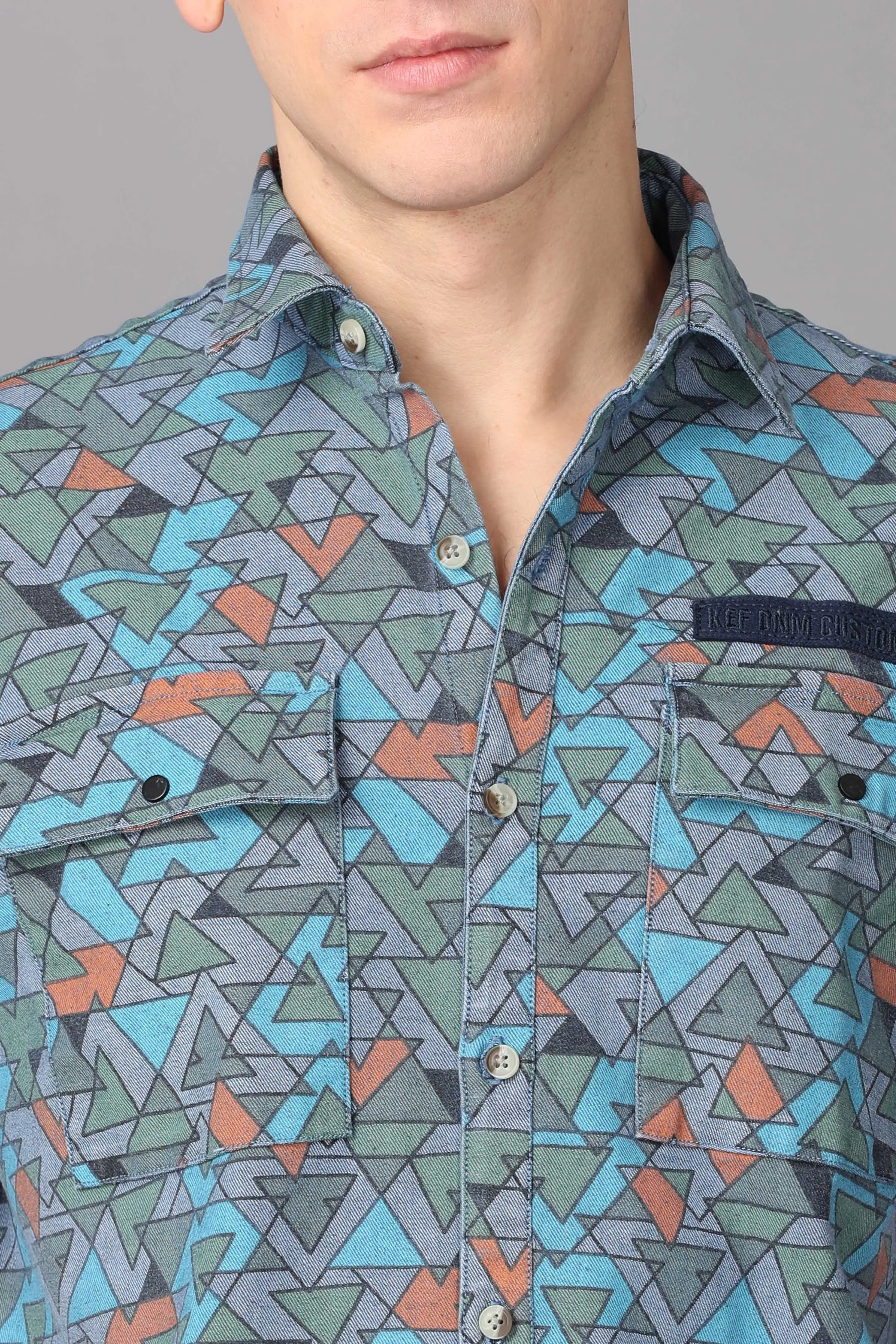 KEF Men's Slim Fit Printed Casual Shirt