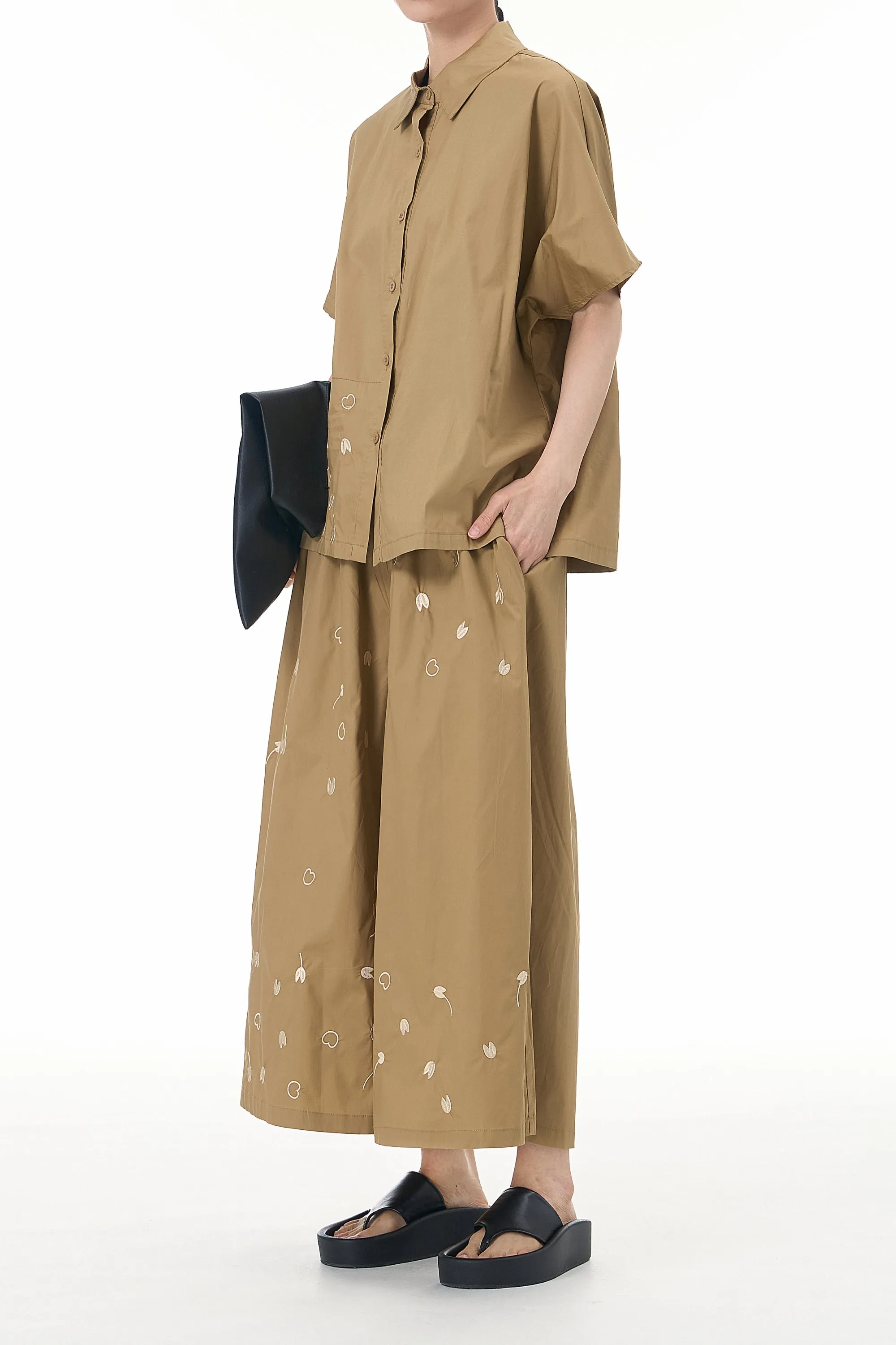 Khaki Elegance Embroidered Coord Set