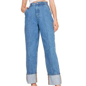 Lee Women's Seam Detail Turn Up High Waisted Jean
