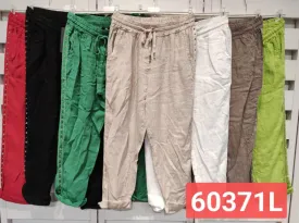 Linen Drawstring Pant with Grommet Detail