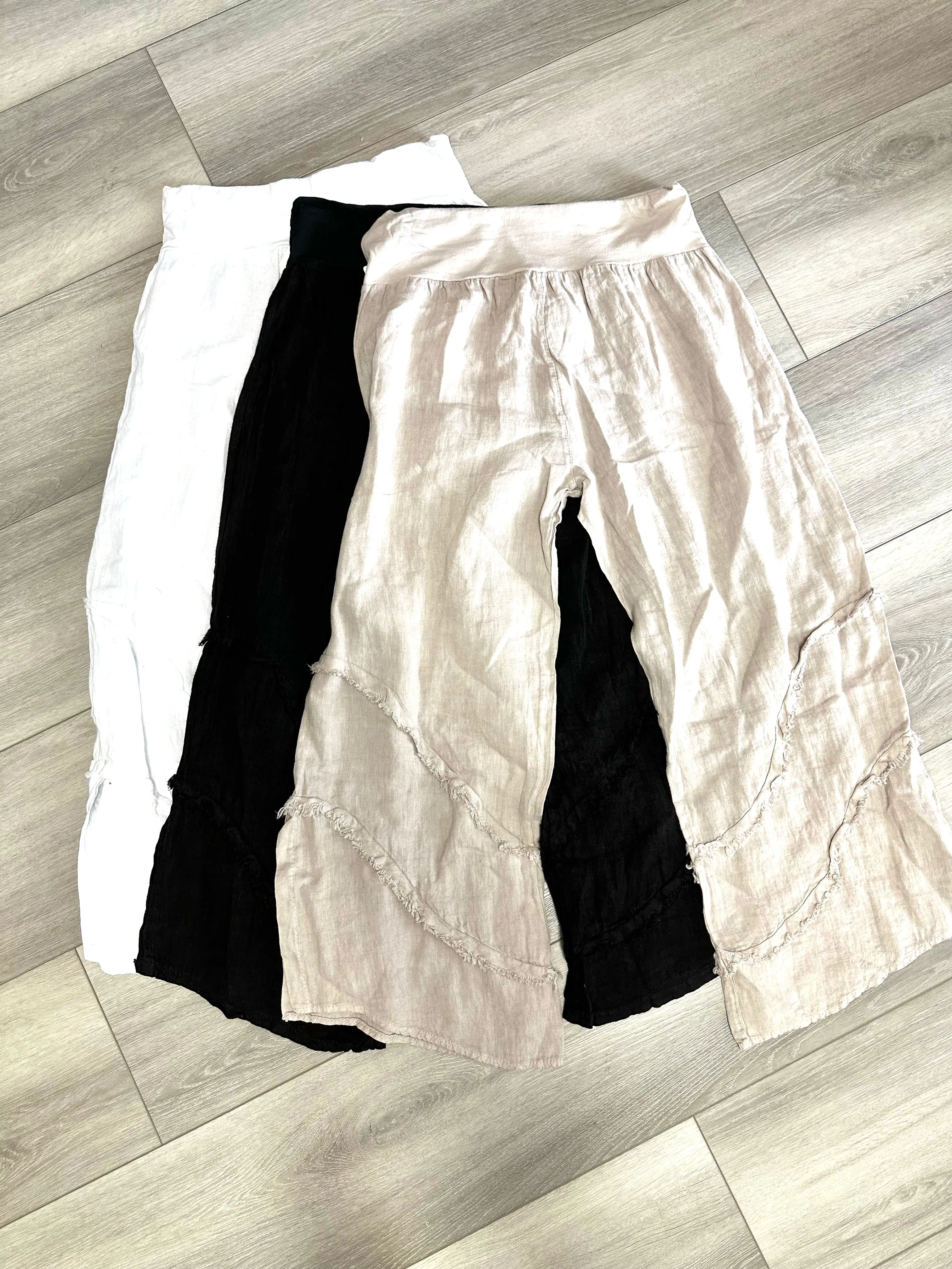 Linen Raw Edge Detail Pants