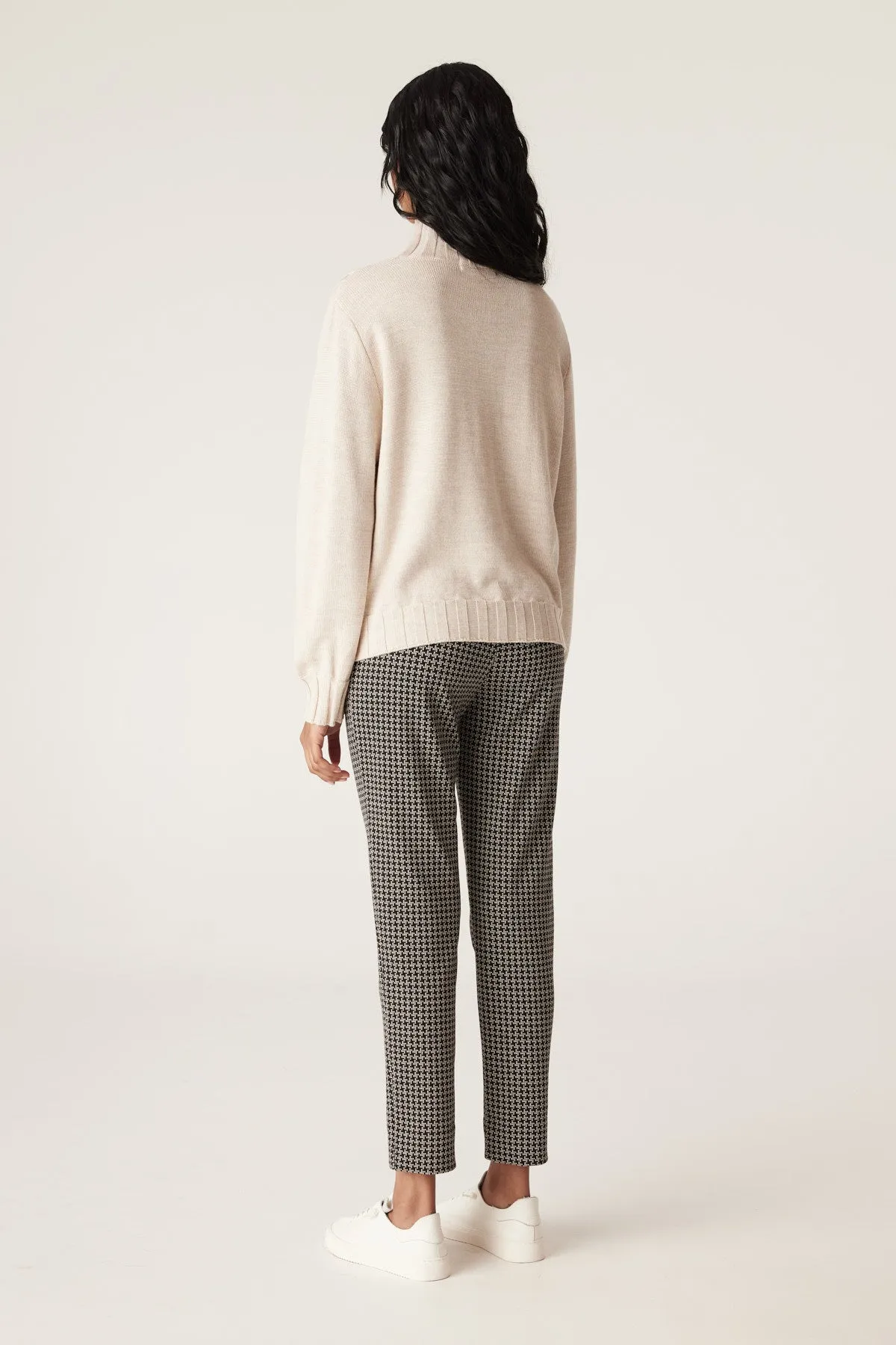 Liv Houndstooth Pant - Black Camel