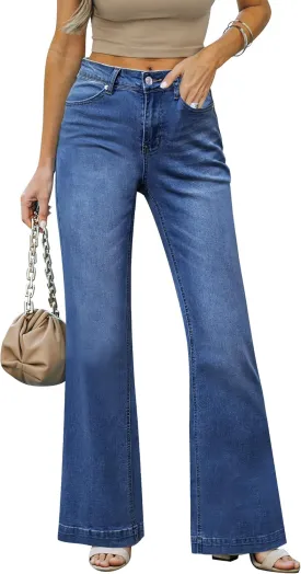 LookbookStore Wide Leg Jeans Woman 2024 Flare High Waist Baggy Jeans for Women Stretchy Denim Pants