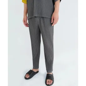 Men's Elastic Waist Straight Casual Pants 2023 New Japanese Streetwear Fashion Pleated Trousers High Waist Long Pants
