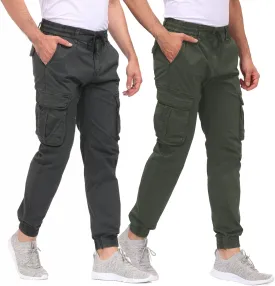 Men's Hiking Cargo Pants Joggers Slim Fit Stretch Lightweight Casual Work Pants with Pockets Drawstring Waist