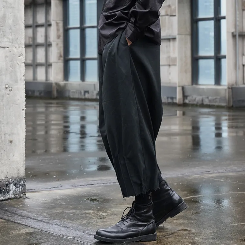 Men's Loose Fit Elastic Waist Wide Leg Baggy Harem Pants