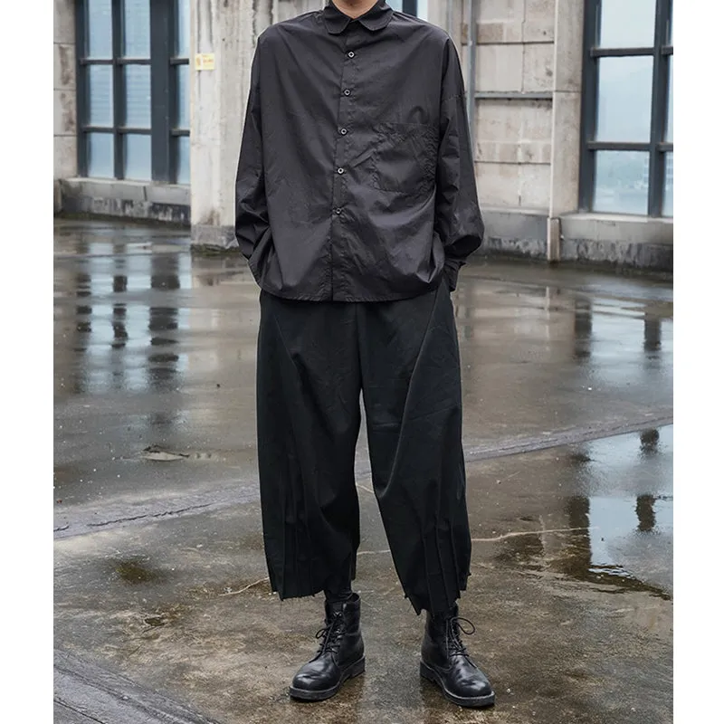 Men's Loose Fit Elastic Waist Wide Leg Baggy Harem Pants