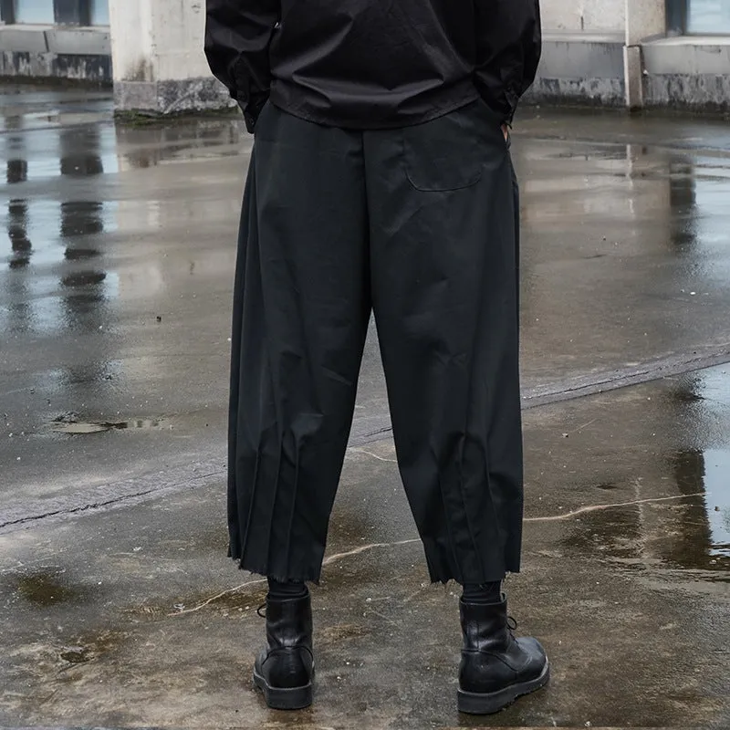 Men's Loose Fit Elastic Waist Wide Leg Baggy Harem Pants